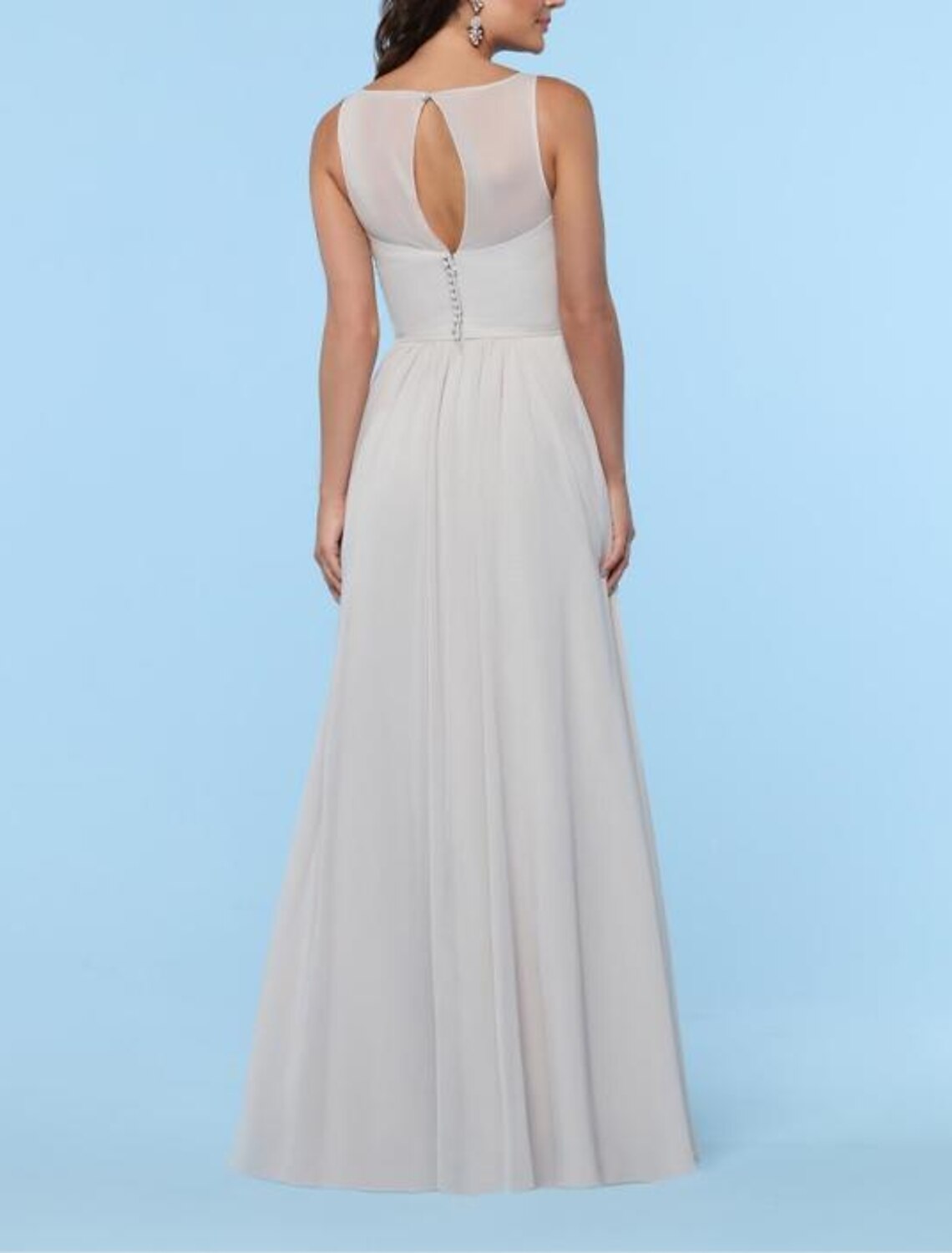 Wholesale A-Line Bridesmaid Dress Straps / Illusion Neck / Plunging Neck Sleeveless Elegant Floor Length Chiffon / Shantung / Imitated Silk with Buttons / Ruffles / Draping