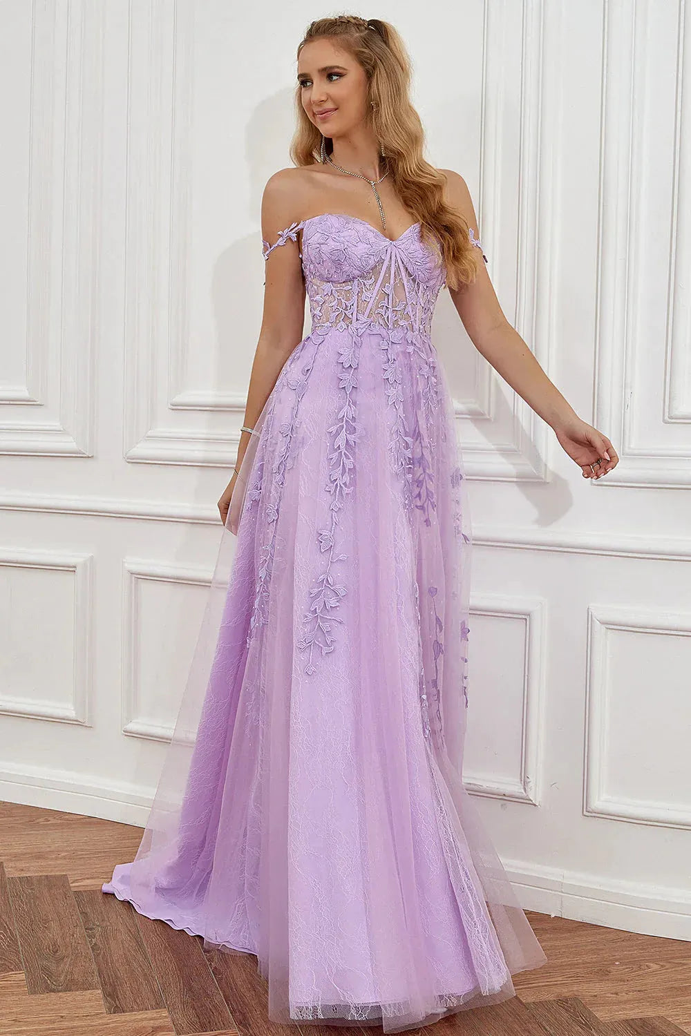 Wholesale Purple A-Line Spaghetti Straps Zipper Back Long Prom Dress With Appliques prom dresses with long sleeves