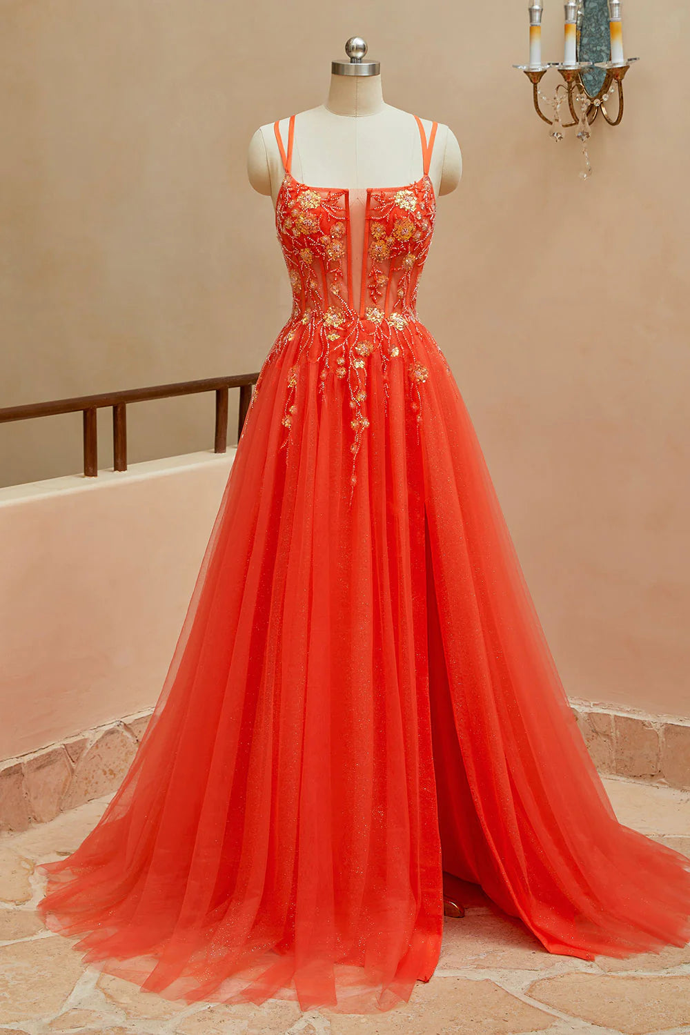 Wholesale Elegant A Line Spaghetti Straps Sleeveless Appliques Prom Dresses Dance Dresses