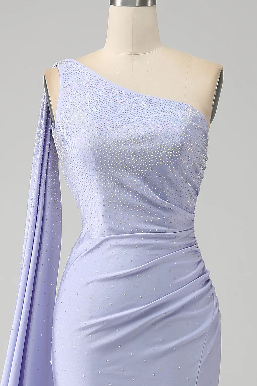 Wholesale Glitter Lilac Mermaid One Shoulder Long Beaded Prom Dress with Shawl prom dresses shops