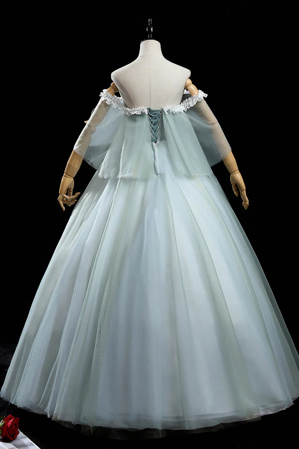 Wholesale Green Lace Long A-Line Off the Shoulder Prom Dress Beautiful Evening Party Dress