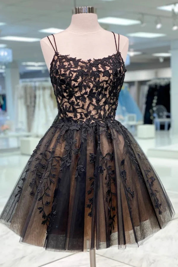 Wholesale Black Lace Short Prom Dress Cute A-Line Homecoming Party Dress