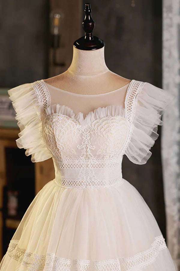 Wholesale Cute Lace Short A-Line Prom Dress Champagne Mini Homecoming Party Dress