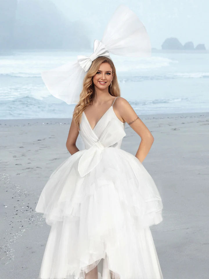 Wholesale A-Line/Princess V-Neck Tea-Length Wedding Dress