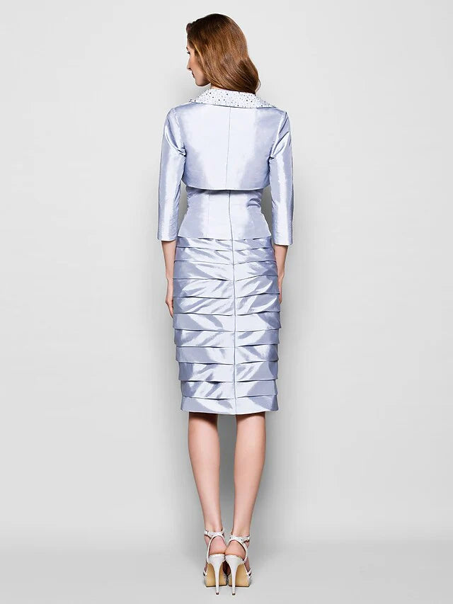 Wholesale Mother of the Bride Dress Convertible Dress Strapless Knee Length Taffeta Length Sleeve with Ruched Beading