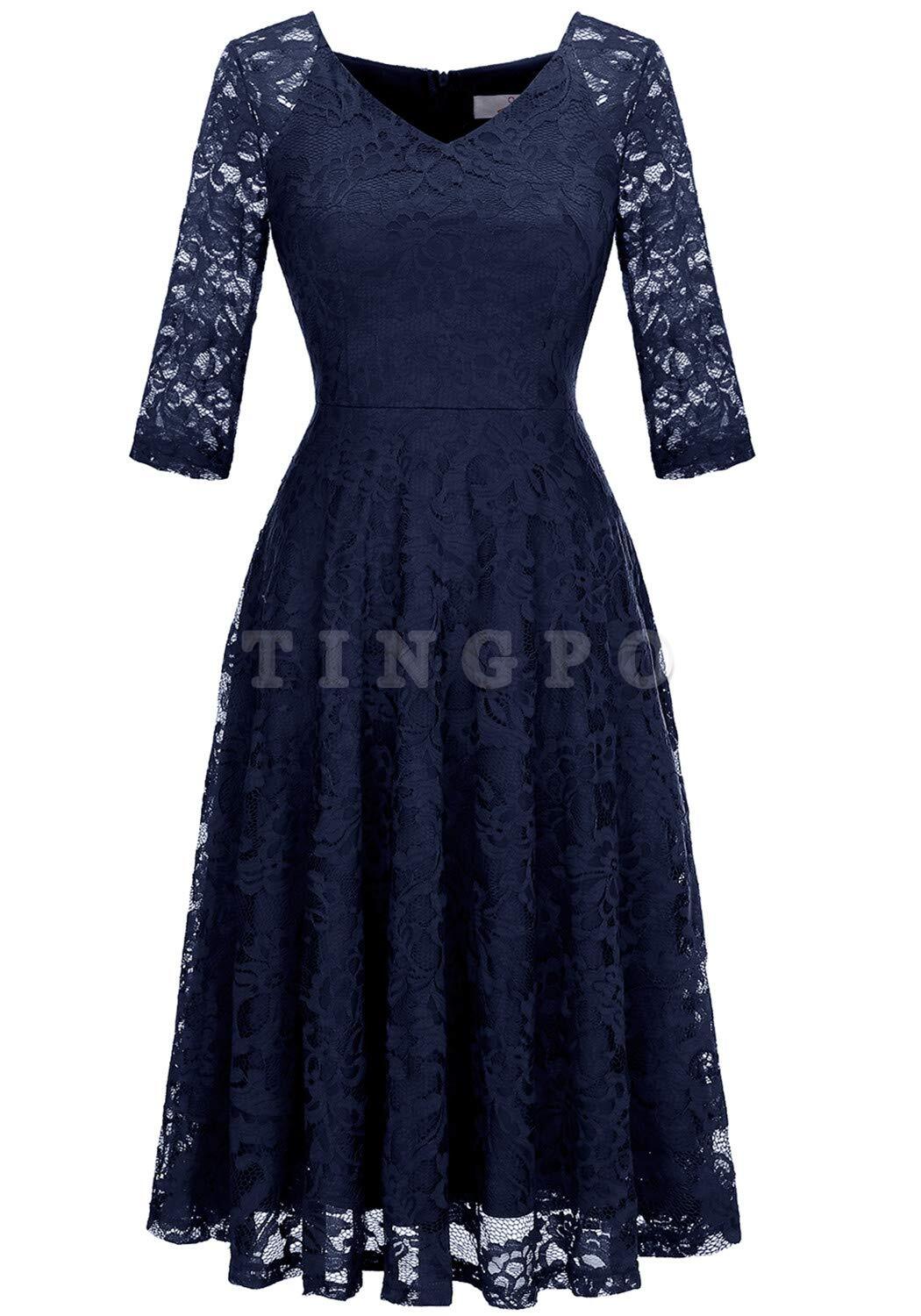Wholesale Womens Long-Sleeve A-Line Lace Homecoming Bridesmaid Midi Dress Wedding Guest Formal Party Dresses Prom Gown prom dresses shops
