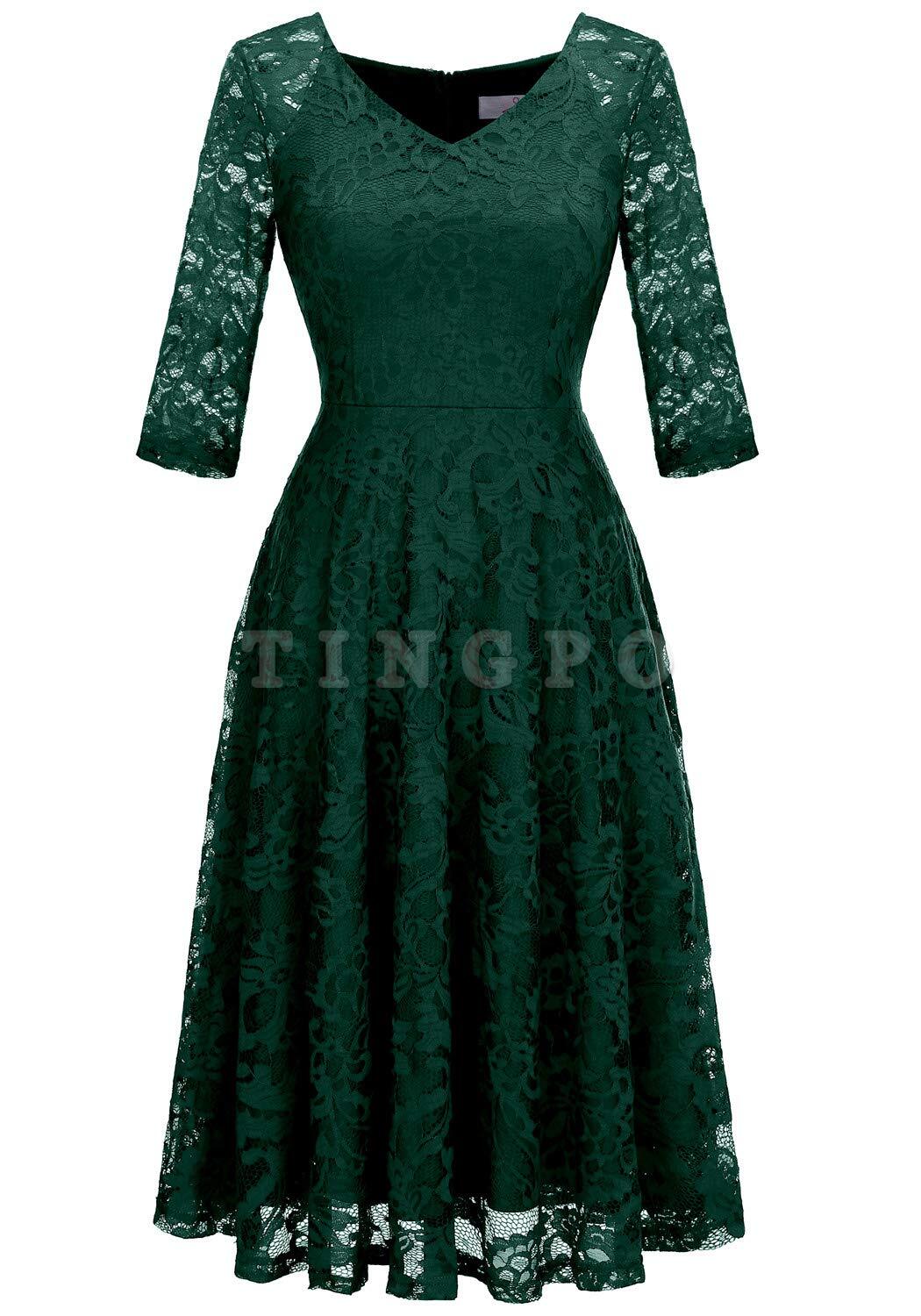 Wholesale Womens Long-Sleeve A-Line Lace Homecoming Bridesmaid Midi Dress Wedding Guest Formal Party Dresses Prom Gown prom dresses shops