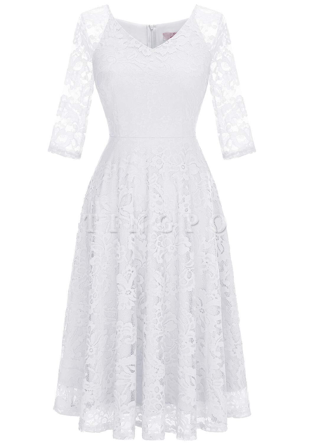 Wholesale Womens Long-Sleeve A-Line Lace Homecoming Bridesmaid Midi Dress Wedding Guest Formal Party Dresses Prom Gown prom dresses shops