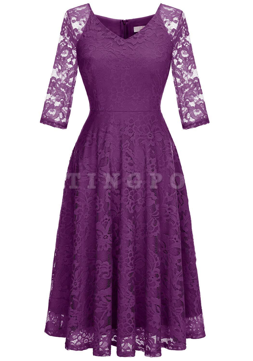 Wholesale Womens Long-Sleeve A-Line Lace Homecoming Bridesmaid Midi Dress Wedding Guest Formal Party Dresses Prom Gown prom dresses shops