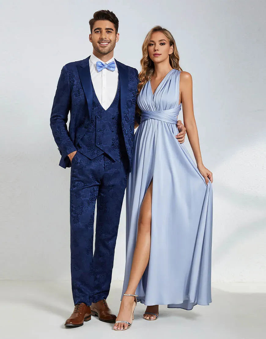 Wholesale Convertible Satin A-line Floor Length Bridesmaid Dress With Split Bridesmaid dress shop