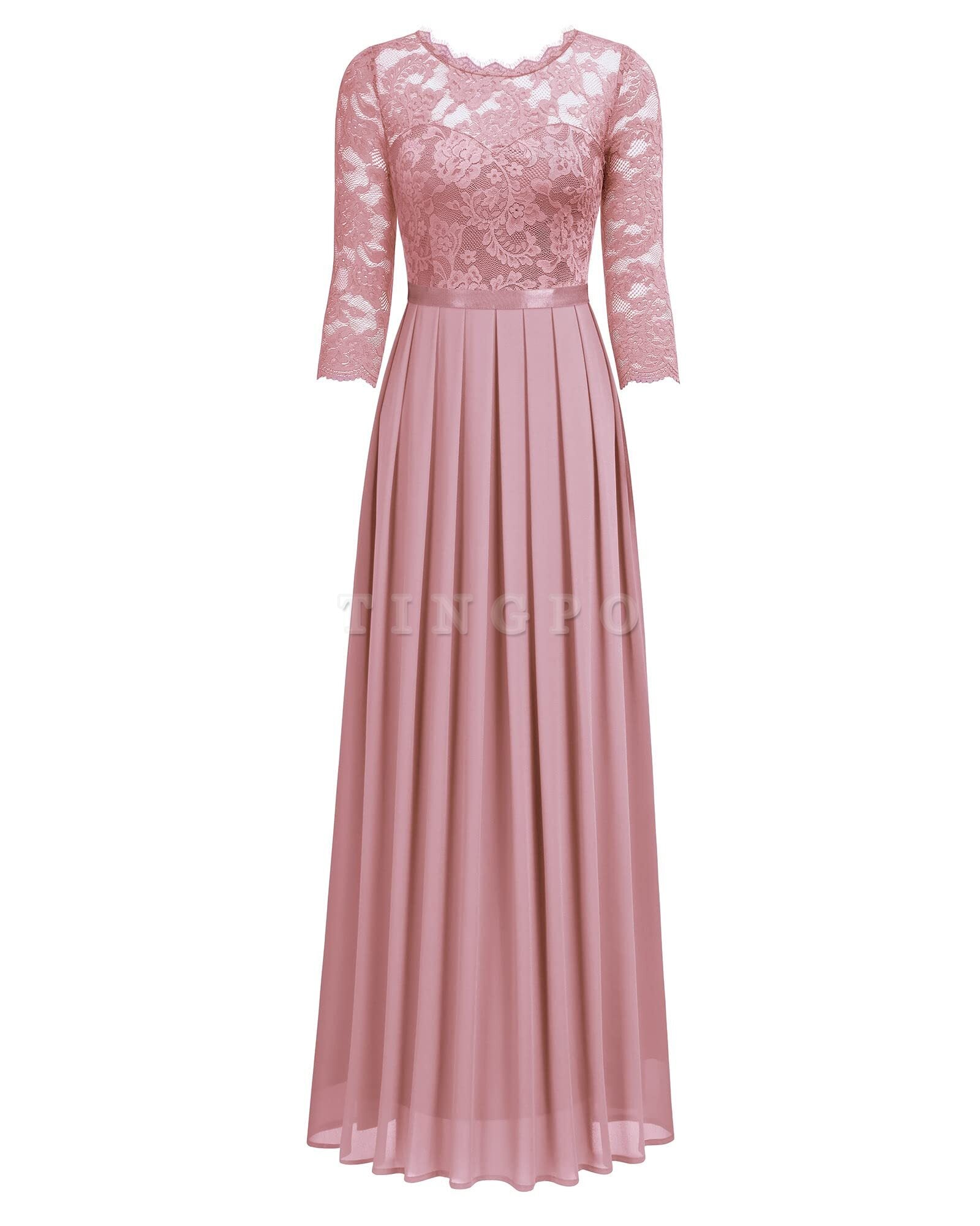 Wholesale Women's Elegant Floral Lace 3/4 Sleeve Bridesmaid Formal Maxi Dress prom dresses shops