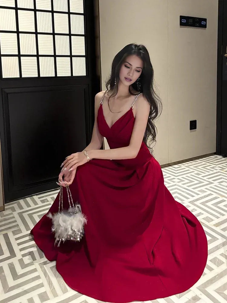 TingPo Wholesale Pretty A Line Spaghetti Straps Red Knee Length Prom Dresses Evening Gowns Birthday Dress
