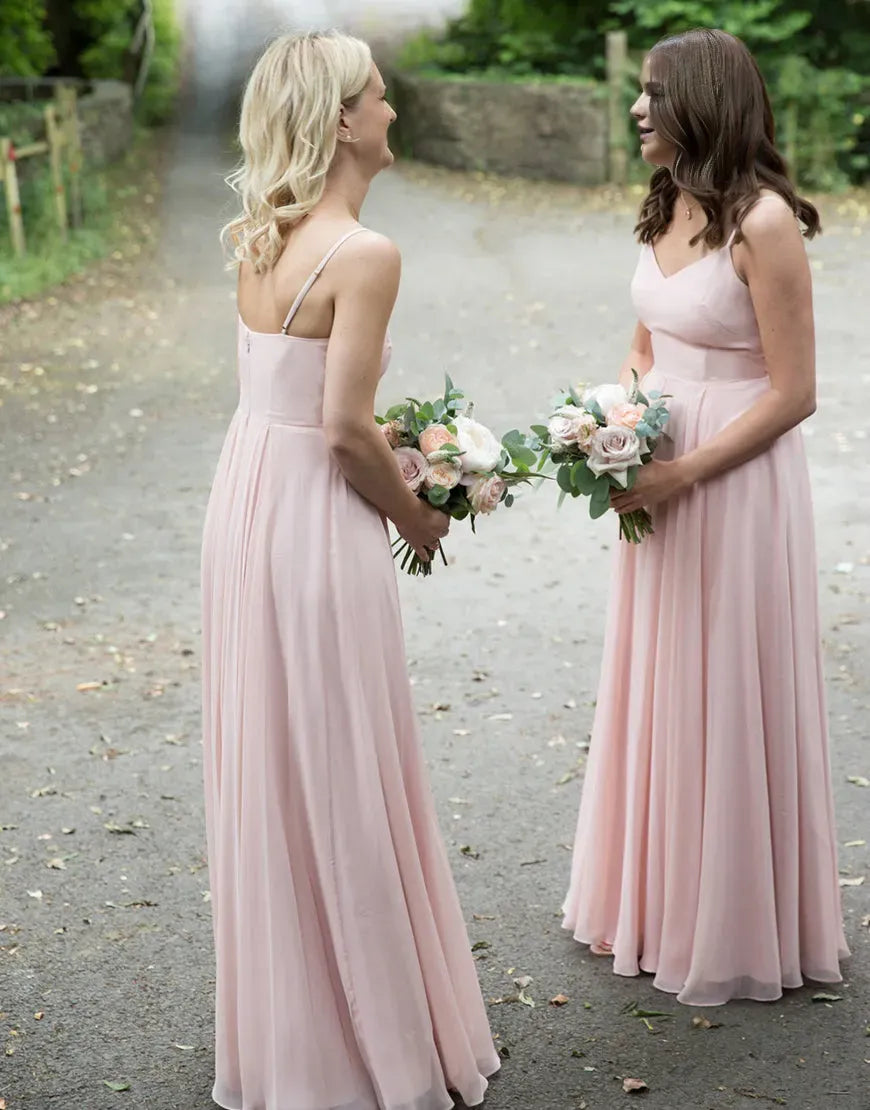 Wholesale Sexy Pink Spaghetti Straps Pleated Bridesmaid Dress Bridesmaid dress shop