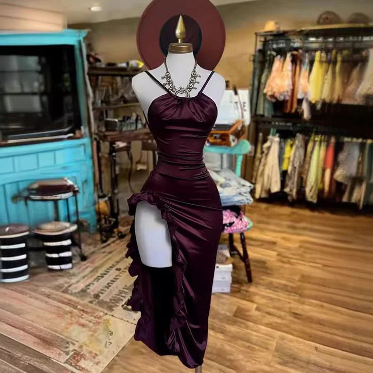 TingPo Wholesale Elegant Sleeveless Midi Dress Backless High Fork Club Evening Prom Dresses