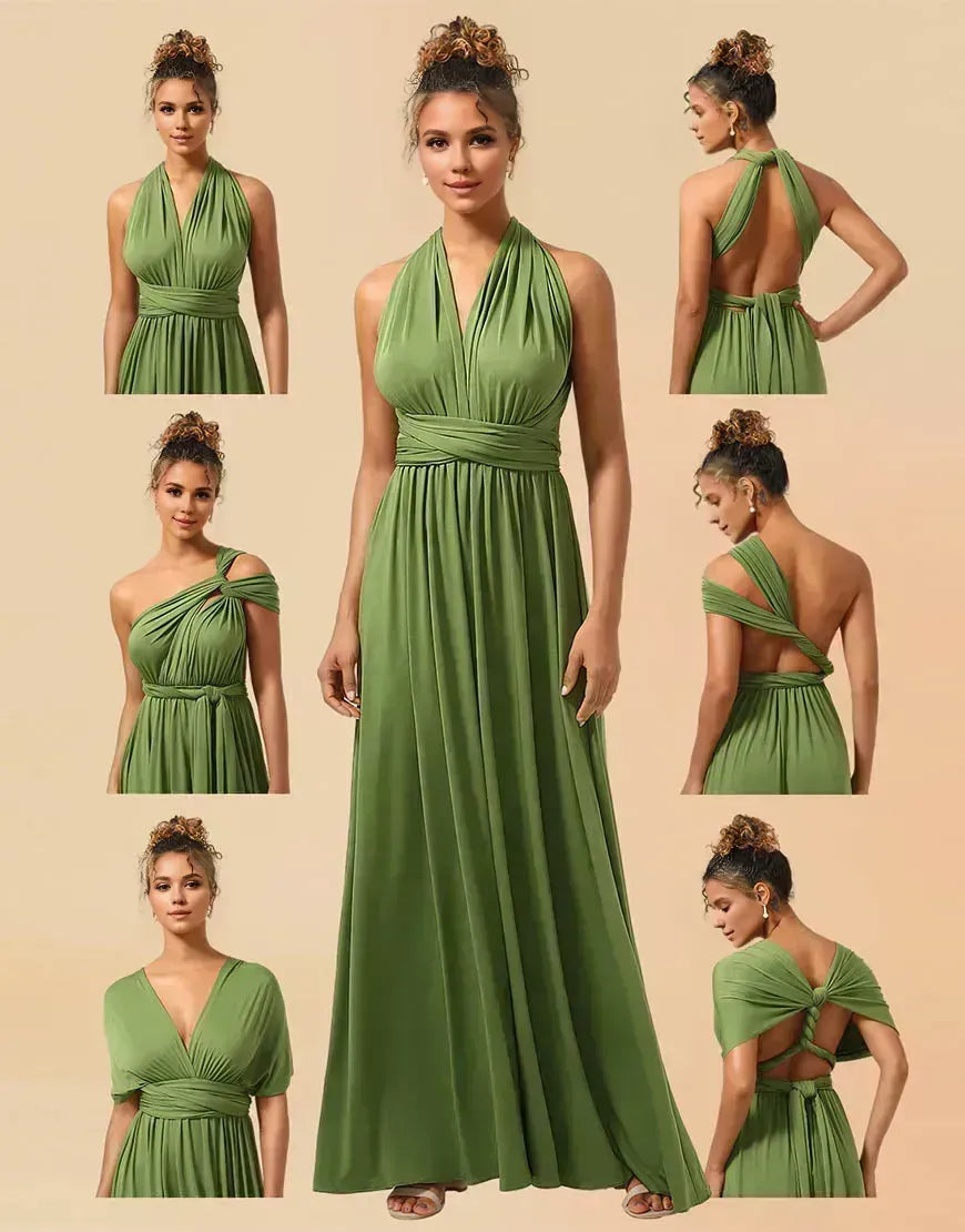Wholesale Convertible Spandex A-line Floor Length Bridesmaid Dress Bridesmaid dress shop