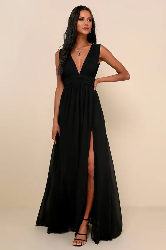 TingPo Wholesale Elegant Heavenly Hues Black Maxi Dress formal wear dresses