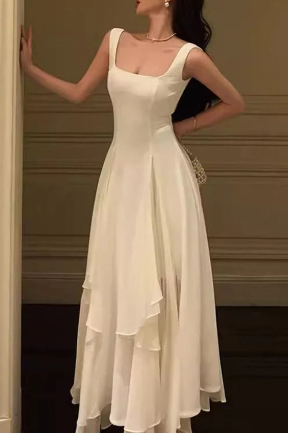 TingPo Wholesale A Line Square Neck Prom Dress Elegant Evening Gown