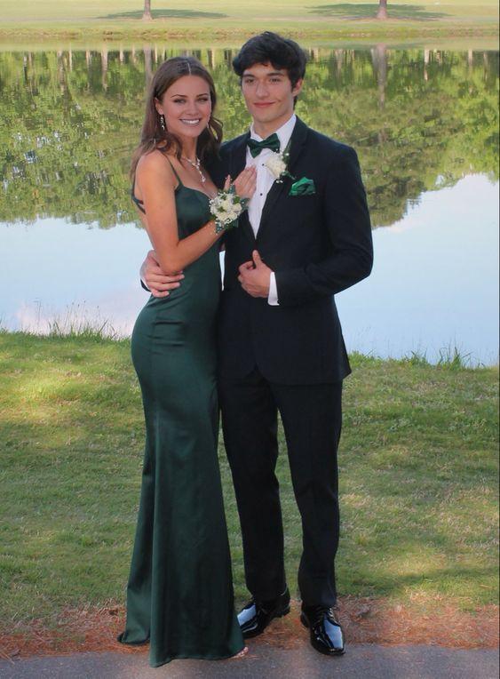 TingPo Wholesale Simple Mermaid Dark Green Backless Long Prom Dresses Formal Dress