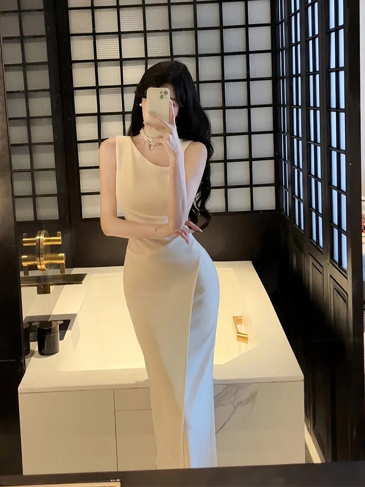 Wholesale Sexy Sheath Ivory Satin Slit Ankle Length Prom Dresses Evening Dress formal wear dresses