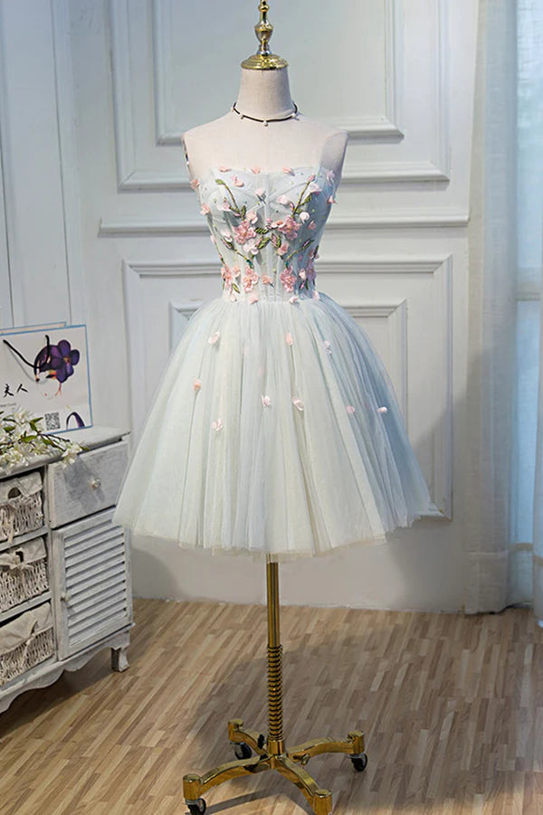 Wholesale Cute Tulle Short Prom Dress with Lace A-Line Homecoming Party Dress