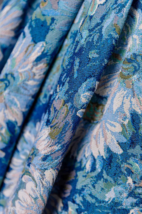 Wholesale Blue Printed Long A-Line Prom Dress Blue Off the Shoulder Formal Evening Dress