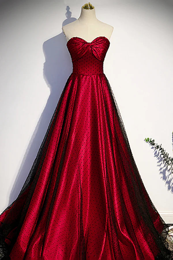 Wholesale Burgundy Satin Tulle Long Prom Dress Off the Shoulder Formal Evening Dress