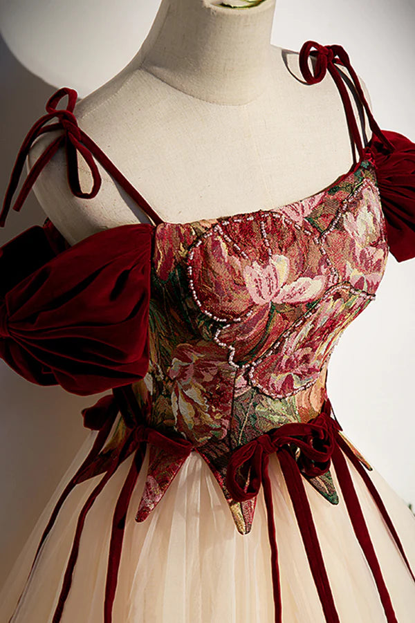 Wholesale Elegant Tulle Embroidery Long Evening Dress Off the Shoulder Party Dress