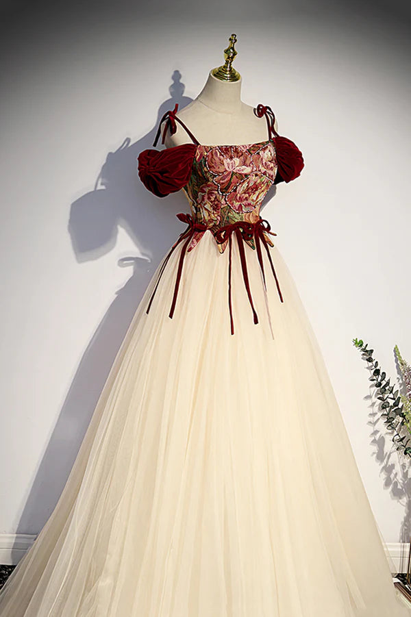 Wholesale Elegant Tulle Embroidery Long Evening Dress Off the Shoulder Party Dress