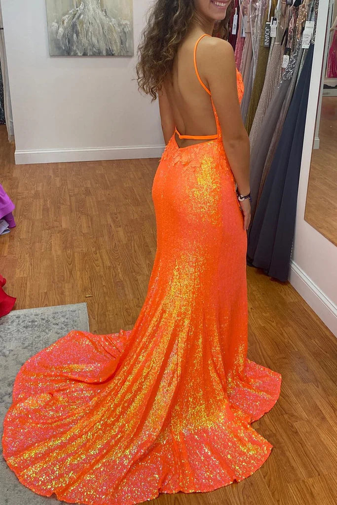 Wholesale Elegant Mermaid Light Blue Sequins Long Prom Dress with Floral Appliques