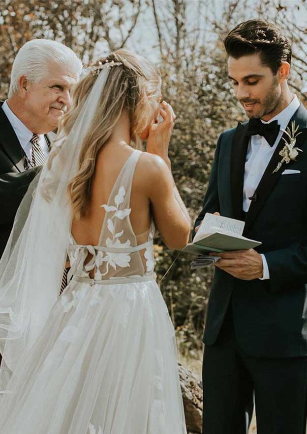 Wholesale A-Line/Princess V-Neck Floor-Length Wedding Dress