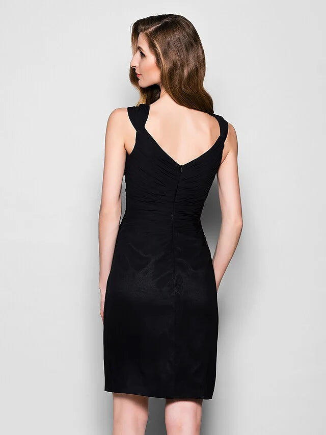 Wholesale Mother of the Bride Dress Straps Knee Length Chiffon Sleeveless with Crystals