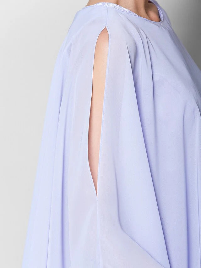 Wholesale Mother of the Bride Dress Vintage Inspired Jewel Neck Knee Length Chiffon Lace 3/4 Length Sleeve with Lace