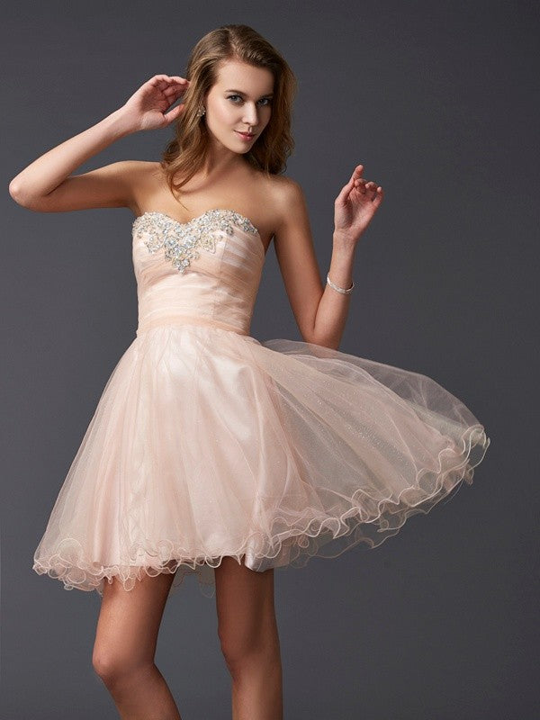 Wholesale A-Line/Princess Sweetheart Sleeveless Short Silk like Satin Homecoming Dresses