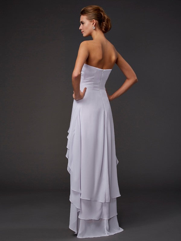 Wholesale A-Line/Princess Sweetheart Sleeveless Ruffles High Low Chiffon Dresses