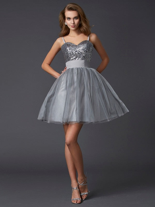 Wholesale A-Line/Princess Spaghetti Straps Sleeveless Short Organza Homecoming Dresses