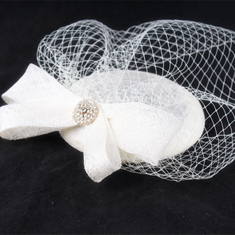 Wholesale Headbands Hats Headwear Sinamay Saucer Hat Top Hat Veil Hat Wedding Tea Party Elegant Wedding With Splicing Tulle Headpiece Headwear