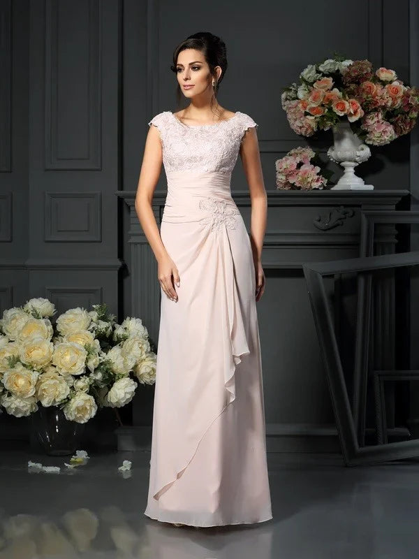 Wholesale A-Line Princess Scoop Lace Sleeveless Long Chiffon Mother of the Bride Dresses