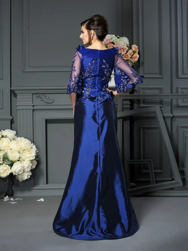 Wholesale A-Line Princess Scoop Beading Sleeves Long Taffeta Mother of the Bride Dresses