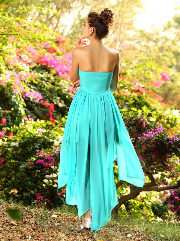 Wholesale A-Line/Princess Sweetheart Beading Sleeveless High Low Chiffon Bridesmaid Dresses