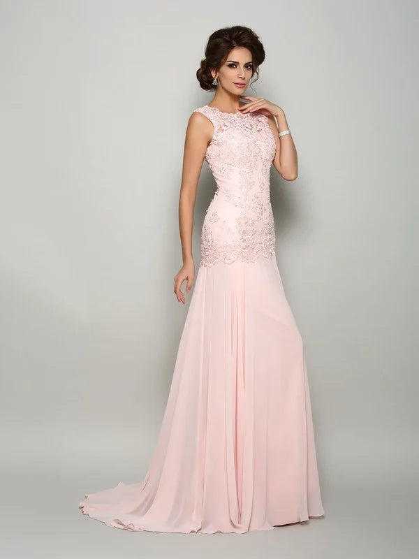 Wholesale Scoop Beading Sleeveless Long Chiffon Mother of the Bride Dresses Pink