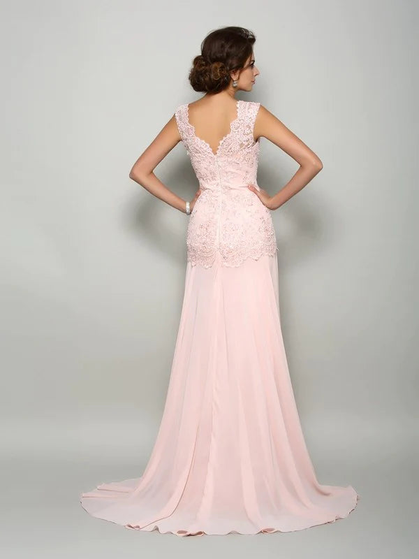 Wholesale Scoop Beading Sleeveless Long Chiffon Mother of the Bride Dresses Pink