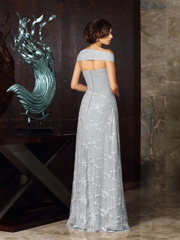 Wholesale A-Line/Princess Off-the-Shoulder Applique Sleeveless Long Chiffon Mother of the Bride Dresses