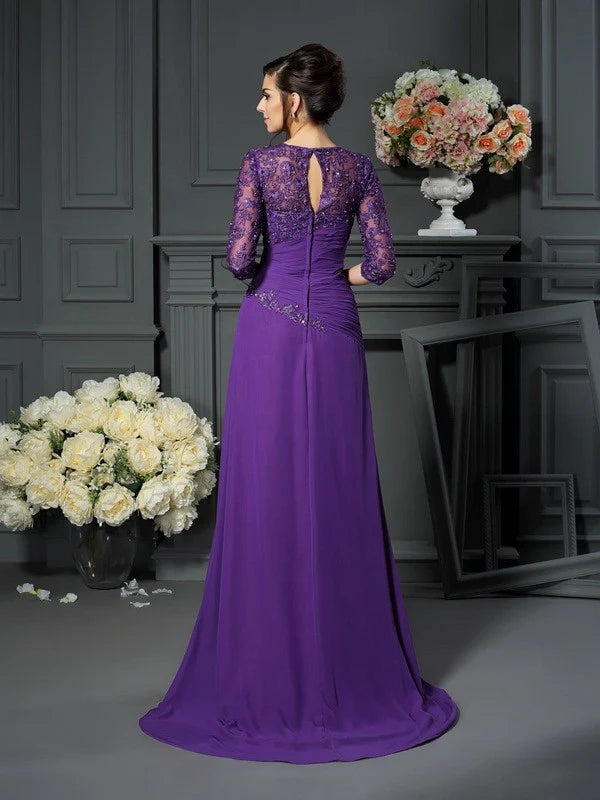Wholesale A-Line Princess Sweetheart Applique Sleeves Long Chiffon Mother of the Bride Dresses