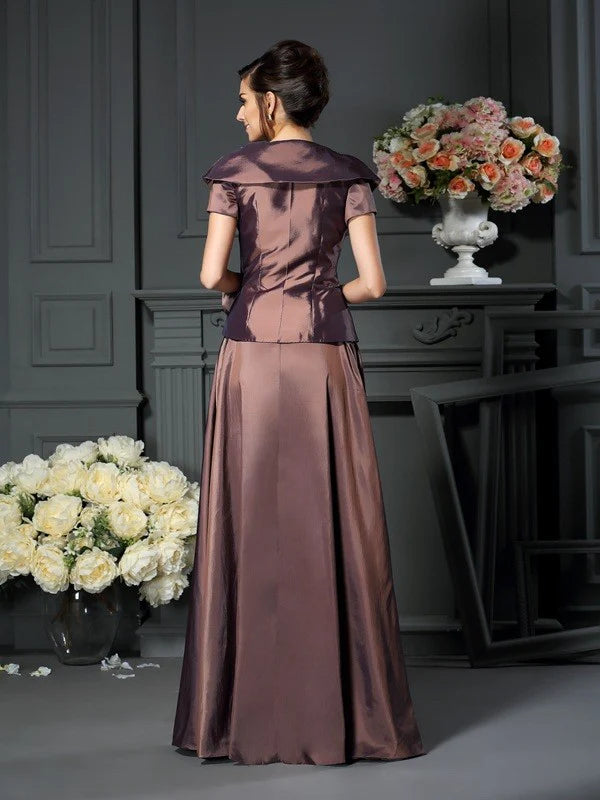 Wholesale A-Line Princess V-neck Bowknot Short Sleeves Long Taffeta Mother of the Bride Dresses