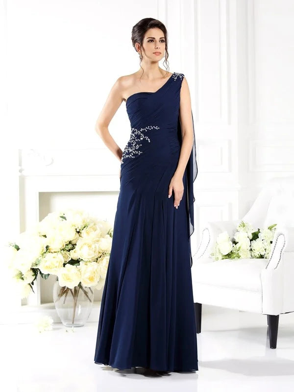 Wholesale One-Shoulder Sleeveless Long Chiffon Mother of the Bride Dresses
