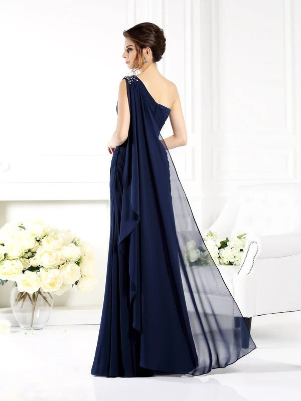 Wholesale One-Shoulder Sleeveless Long Chiffon Mother of the Bride Dresses