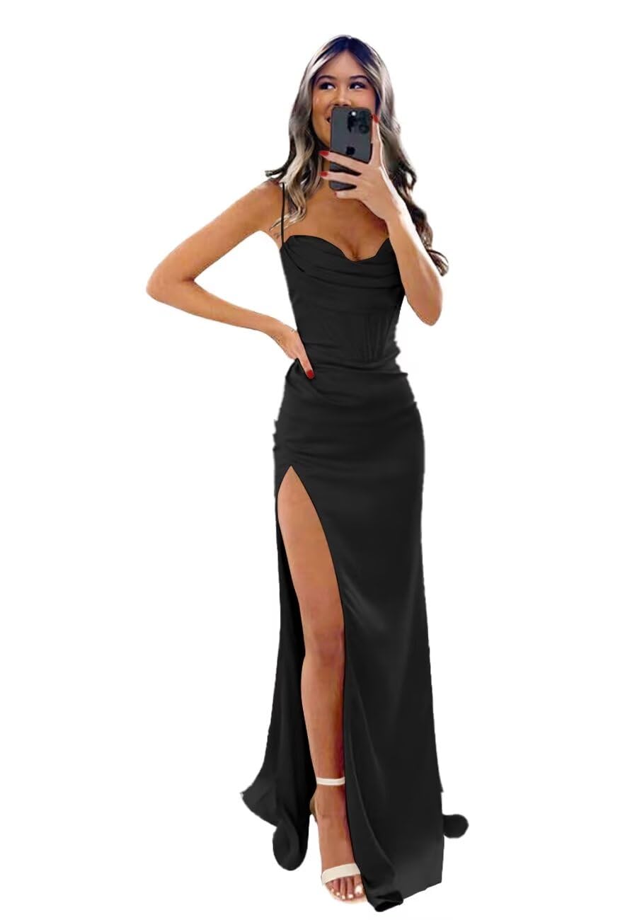 Wholesale Women's Spaghetti Straps Prom Dresses Satin for Wedding 2025 Long Sweetheart Mermaid Evening Dress