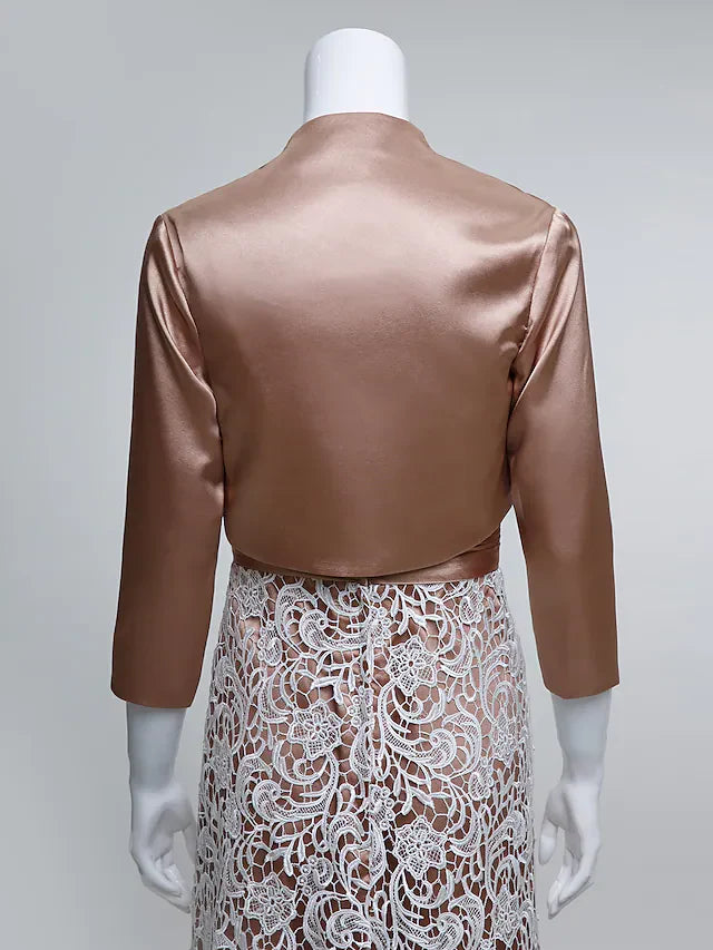 Wholesale Mother of the Bride Dress Convertible Dress Straps Lace Charmeuse Length Sleeve with Lace Ruched