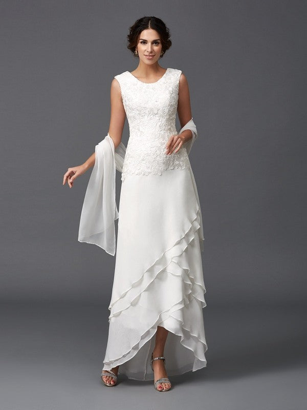 Wholesale A-Line/Princess Scoop Lace Sleeveless Long Chiffon Mother of the Bride Dresses