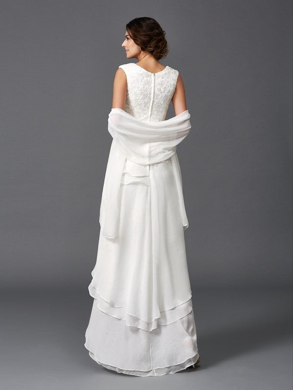 Wholesale A-Line/Princess Scoop Lace Sleeveless Long Chiffon Mother of the Bride Dresses